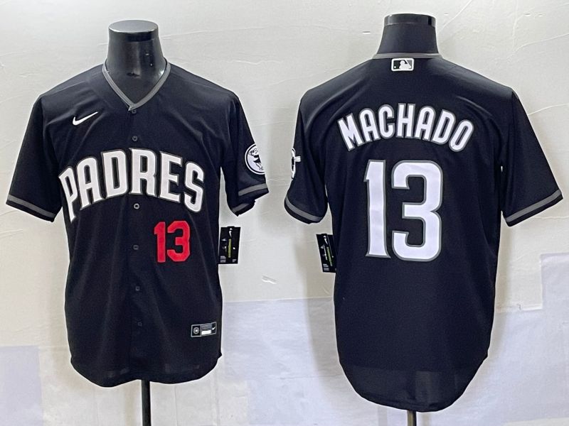 Men 2025 San Diego Padres #13 Machado Black Game Nike MLB Jersey style 7034